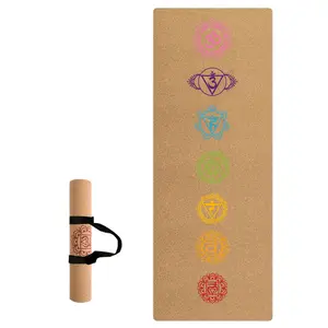 Oem пробковый коврик для йоги из натурального каучука или ТПЭ Коврик для йоги с узором мандалы