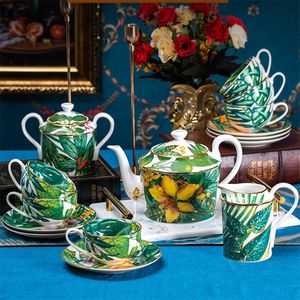 Juego de Café de Porcelana Fina de Lujo de 15 Piezas, Serie Selva Tropical, Juego de Té y Café de Porcelana con Caja de Regalo - Product Image 1