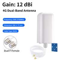 Antenne omnidirectionnelle verticale 4G double bande 12dBi pour extérieur avec connecteur N mâle et câble RG58 pour routeur WiFi et point d'accès sans fil