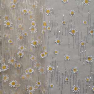 Exquisito Little Daisy Offset Wave Hoja transparente Malla <span class=keywords><strong>americana</strong></span> Parte inferior <span class=keywords><strong>Lentejuelas</strong></span> Tul Bordado Niños Boda de punto - Product Image 2
