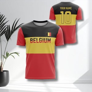 Maglia da Calcio Belgio Personalizzabile con Nome e Numero, Rossa Gialla Nera, Maglia per Tifosi, Attrezzatura da Calcio - Product Image 1