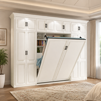 Lit Murphy convertible en acier et bois, style moderne, taille King, vente directe d'usine, mobilier de chambre à coucher