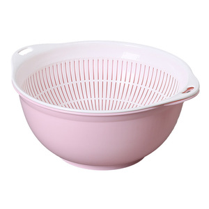 Double Layer Round Plastic Drip Basket L Size Multifunction Kitchen Vegetable Washing Basket Hollow Fruit Draining Rack - Product Image 5