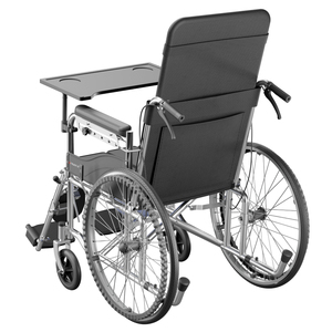 Silla de Ruedas Premium de 6 Posiciones Completamente Reclinable con Reposapiés Ajustable, Bandeja y Mesa, Estructura de Acero, Neumáticos Sólidos y Frenos Dobles - Product Image 3