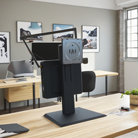Support d'ordinateur de bureau LCD ergonomique réglable de 24 pouces avec bras de moniteur VESA à 90 degrés, prend en charge les mini PC, noir, en stock