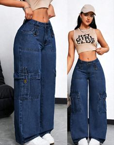 New Mixed Styles <strong>Women</strong> Overalls High Waisted Loose Wide Leg Distressed Denim Pants Casual Streetwear Bow - Product Image 4