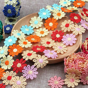 Renda Bunga Daisy Warna-warni untuk Rajutan, Bordir Pernikahan, Kerajinan Tangan DIY, Patchwork, Pita, Perlengkapan Menjahit, Sepatu, Tas, Bergaris - Product Image 4