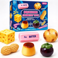 Lot de 6 jouets sensoriels ASMR en forme de nourriture (beurre, fromage, pouding, cacahuète) pour soulager le stress, boîte cadeau pour adultes