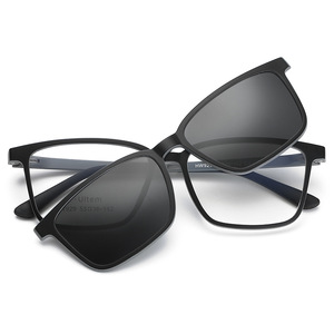 HW929 <b>Clip</b>-on Sunglasses UV400 Protection Magnetic For Men Women Unisex Square <b>Frame</b> Ac Lens Customized - Product Image 3