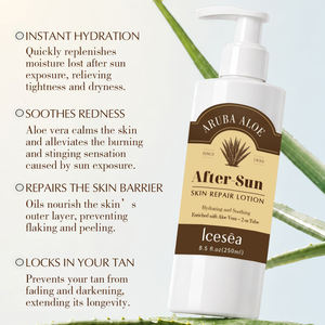 Lotion apaisante après-soleil à l'aloe vera d'Aruba avec logo personnalisé, hydratante, rafraîchissante, réparatrice des dommages du soleil, soin du corps, OEM 250ml - Product Image 4