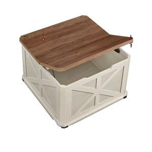 Wooden <b>Square</b> <b>Coffee</b> <b>Table</b> <b>With</b> <b>Storage</b> White X-Frame Design For Living Room - Product Image 2
