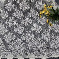 Tissu en coton doux et respirant avec broderie en dentelle, base en maille diamantée, motif floral transparent, léger pour robes de printemps et d'été