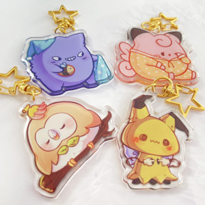Promotional Product Custom Clear Acrylic Keychain Logo Cartoon Glitter Epoxy Charms Plastic Key Chain Anime Acrylic Keyring