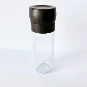Black Plastic Salt And Pepper Grinder Spice Mills Set With 100ml Glass Bottle