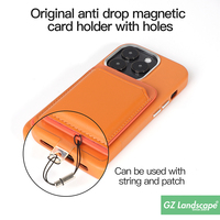 Sarung ponsel dompet magnetik dapat dilepas kulit pu kustom tempat slot kartu tali antijatuh