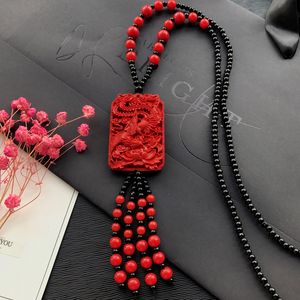Liontin keberuntungan Guangong karang merah kalung manik-manik Buddha antik perhiasan mode liontin naga <span class=keywords><strong>Phoenix</strong></span> - Product Image 3