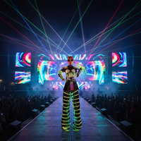 Traje de Robot LED a Todo Color para Cosplay, Ropa Luminosa para Mujer, Traje de Robot con Zancos LED para Actuaciones en Escenarios y Discotecas