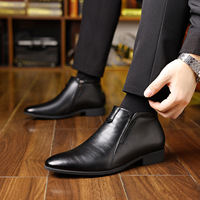 Mocasines de Hombre de Cuero Genuino de Alta Gama, Estilo Casual de Negocios, con Plataforma Grande y Caña Alta, Zapatos Clásicos de Oficina