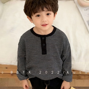 Autumn New Children's Leisure Bottoming Shirt <strong>Boys</strong> Long Sleeve T-Shirt Girls Striped Top Polyester <strong>Clothing</strong> Wholesale - Product Image 4