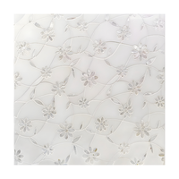 Tuile de mosaïque florale jet d'eau dolomite et nacre pour décoration murale et sol, panneau de dosseret incrusté de marbre blanc de luxe