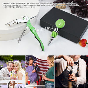 <span class=keywords><strong>Coffret</strong></span> cadeau promotionnel de vin vert, kit d'accessoires à vin personnalisé, ouvre-bouteille et bouchon de bouteille avec boîte noire - Product Image 5