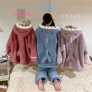 <span class=keywords><strong>Pigiama</strong></span> Personalizzato per Coppie, Set 2 Pezzi in Flanella Termica con Cappuccio e Vita Elastica, <span class=keywords><strong>Rosa</strong></span> per Donna, Autunno Inverno - Product Image 4