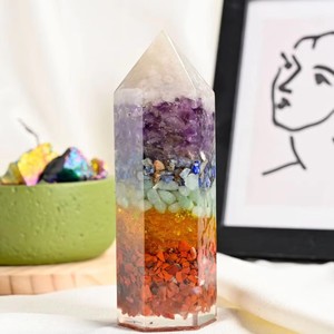 Decorazioni in Resina con <span class=keywords><strong>Ametista</strong></span> Naturale <span class=keywords><strong>e</strong></span> <span class=keywords><strong>Occhio</strong></span> <span class=keywords><strong>di</strong></span> <span class=keywords><strong>Tigre</strong></span>, Prismi Esagonali, Pietre Frantumate per Casa <span class=keywords><strong>e</strong></span> Ufficio - Product Image 5