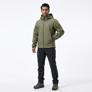 2026 Custom Design <b>Men's</b> Zipper <b>Canvas</b> Stand Softshell <b>Jacket</b> Autumn Work Wear Windproof Waterproof Linen Lining New Front - Product Image 1