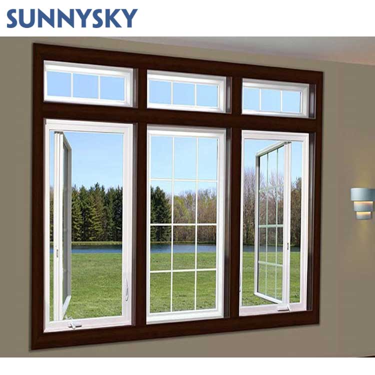 Sunnysky NFRC современные оконные створки из нержавеющей стали с двойным остеклением, звукоизоляцией, графическим дизайном, алюминиевые качели