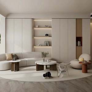 Armoire de rangement en bois MDF crème moderne de haute qualité, meuble de présentation multifonctionnel pour la maison, le salon, les appartements, les hôtels - Product Image 1