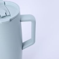 Gobelet isotherme à double paroi de 40 oz avec logo personnalisé, poignée et couvercle à paille, en acier inoxydable, pour boissons froides, utilisation en voiture