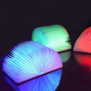 3D Creative LED Night Light USB Recharge 5 Colors Folding Book Light Wooden RGB <b>Table</b> Lamp Home Desk Decoration for Kids Gift - Product Image 3