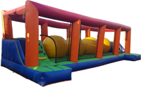Grand parcours d'obstacles gonflable interactif, jeu de course et de saut amusant sous forme de château gonflable