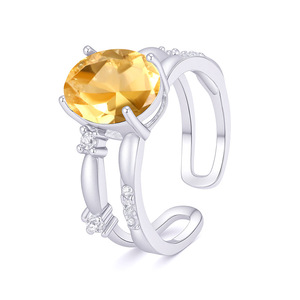 Anillo de Plata de Ley 925 con Cristal Ovalado de 8*10mm, Ajustable, con Piedra Natural, Joyería Casual para Mujer, Regalo de Cumpleaños para Chicas - Product Image 1