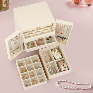 Caja de Joyería de Tela de 5 Niveles, Organizador de Joyas con Múltiples Cajones y Puertas Laterales, Capacidad de 6-10L para Anillos, Collares y Pendientes - Product Image 2