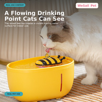 Fontaine à eau automatique pour chat, design abeille, 2 litres, OEM ODM, usage intérieur, pompe USB 5V, circulation d'eau, filtre à quatre couches, niveau visible