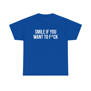 Camiseta azul Smile If You Want To F*ck, camiseta promocional unisex de manga corta con cuello redondo para adultos - Product Image 2