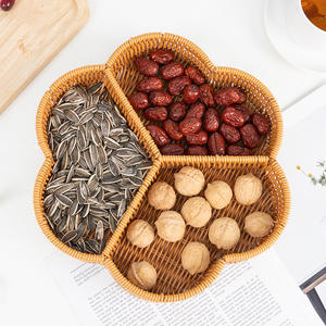 Panier de rangement tissé Bobai, forme polygonale, marron, fait main, conteneur alimentaire compartimenté, plateau en rotin pour noix et fruits secs - Product Image 4