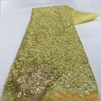 Tissu en dentelle brodée de sequins écologiques, maille perlée, luxe vintage sexy pour défilés de mode et sacs