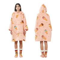Couverture-hoodie oversize en flanelle pour couples, petite robe-pyjama décontractée, vêtement chaud à capuche pour regarder la télévision, tenue d'intérieur
