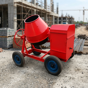 Bétonnière 350L avec tambour inclinable à manivelle, bétonnière mobile à engrenages pour le bâtiment - Product Image 1