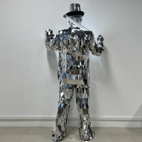 Tenue argent miroir réfléchissant costumes de sécurité salle de bal DJ porte des Costumes de danse de Performance vêtements de Robot à paillettes pour scène Rave