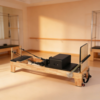 Equipo Profesional de Pilates, Reformer de Pilates de Madera de Roble para Estiramiento Muscular de Cuerpo Completo, Reformer de Pilates de Madera de Roble para Estudios de Yoga y Bienestar