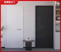 Porte en bois minimaliste à cadre invisible en aluminium, bois écologique, bord extrêmement fin, porte en bois pour chambre à coucher