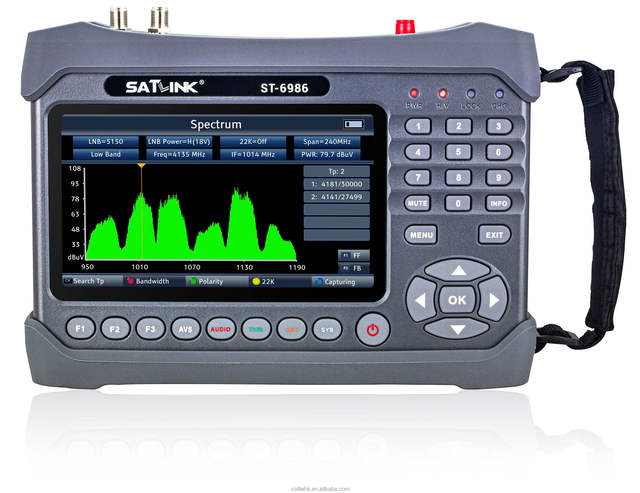 Satlink ST-6986 DVB-S/S2X/T/T2/C and MPEG-2,H.264/AVC,H.265/HEVC(10 Bit) Compliant Handheld Combo Meter