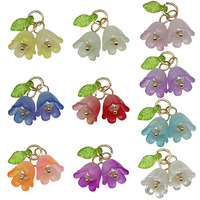 Acryl Süße Doppel-Lilie und Grünes Blatt DIY Schmuckzubehör Blumen-Anhänger