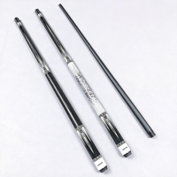 Xinkuno 1/2 Split Fiberglass Black Tech Pool Cue Sambungan Aluminium Alloy Ringan Tahan Lama Ujung Sedang/Besar untuk 8-Ball 9-Ball