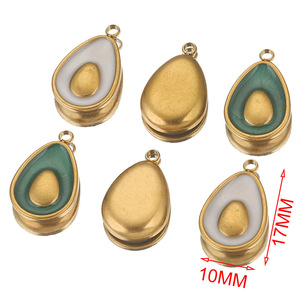Breloque avocat en acier inoxydable plaqué or 18 carats PVD |   Pendentif en émail en forme de larme pour bracelet, collier, bijoux, accessoires de fabrication DIY - Product Image 3
