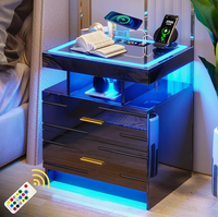 Table de chevet intelligente avec détection du corps humain et station de charge de contrôle du son Table de chevet intelligente avec finition brillante UV