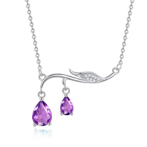 Collier ras-de-cou Feuille d'olivier avec 9 pierres précieuses naturelles colorées en forme de goutte d'eau, en argent sterling 925 plaqué or, design minimaliste - Product Image 1